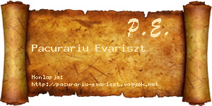 Pacurariu Evariszt névjegykártya